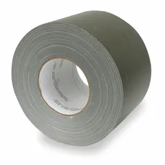 This general purpose duct tape features a polyethylene coated cloth backing with a rubber-based adhesive. It is 4 inches wide, 60 yards long, and 12 mil thick, in olive color. Suitable for bundling, sealing, and temporary repairs in industrial and maintenance settings.