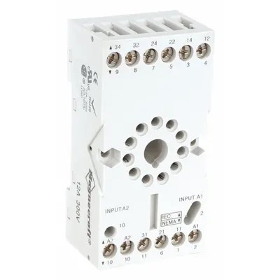 SCHNEIDER Relay Socket: 12 A Rating, DIN-Rail Socket Mounting, 11 Pins, B Socket - DIN-Rail Mounted Sockets