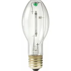 High Pressure Sodium lamp with ED23-1/2 shape and Mogul Screw (E39) base. Operates at 100.4 watts with a color temperature of 2100K. Suitable for area lighting applications such as parking lots, roadways, and industrial facilities where high efficacy and long life are required.