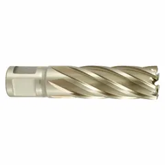 Cobalt annular cutter with 1-5/8 in diameter and 2 in maximum cutting depth. Bright finish. Includes pilot pin. Suitable for cutting hard materials in structural steel fabrication and heavy industrial applications.