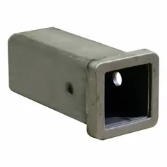 Carbon steel receiver tube for 2-inch compatible hitches. Overall length 10 inches, overall width 2 inches. Provides a mounting point for towing accessories on trucks, trailers, and industrial equipment.