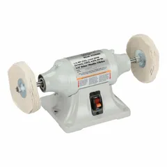 This fixed-speed bench buffer is designed for polishing, deburring, and finishing metal or wood surfaces in workshops and manufacturing environments. It features a 1/2 hp motor, 3,450 RPM, and accepts wheels up to 6 inches in diameter. The unit operates on 120V AC single-phase power and is suited for continuous-duty applications in maintenance, fabrication, and repair operations.
