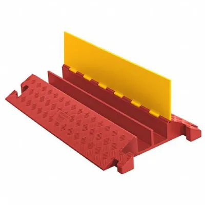 CHECKERS Cable Protector: 2 Channels, Hinged, 3 1/4 in Max Cable Dia, 21 3/4 in Wd - 2-Channel Hinged-Cover Cable Ramps