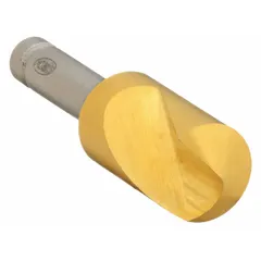 This 120° single-flute countersink from KEO has a 3/8 in body diameter and is made from TiN-coated cobalt for heat resistance. It is designed for fast, chatter-free cutting when creating conical recesses for flat-head screws or deburring holes in metal, plastic, or wood.