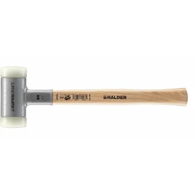 HALDER SUPERCRAFT Dead Blow Hammer: Wood Handle, Plain Grip, 2 1/2 lb Head Wt, 2 in Hammer Face Dia - Dead-Blow Split-Head Hammers