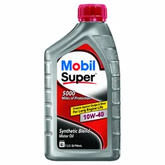 MOBIL Mobil Super 10W-40 is a synthetic blend, biodegradable gasoline engine oil in a 1 qt container. Formulated for gasoline engines and compatible with vans, it provides lubrication and protection under varied driving conditions.