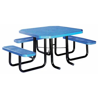 OEM Picnic Table: Expanded Metal, Thermoplastic Coated, Blue - ADA Accessible Picnic Tables