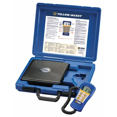YELLOW JACKET Charging Scale: 220 lb Max, Wired Handset Display - Electronic Refrigerant Scales