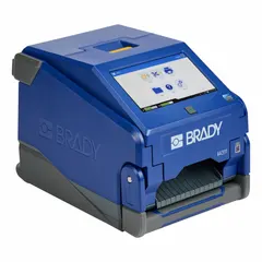 Portable label printer with 300 dpi printhead resolution for continuous roll media. Includes battery for mobile operation, Brady Workstation Design and Print Pro - Lab software, and Quick Start Guide. Suitable for asset tracking, cable marking, and laboratory identification.