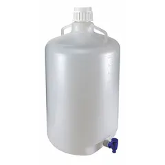 Approved Vendor 13.2 gal Polypropylene Round Carboy with Bottom Spigot, 376 mm Body Diameter, 2 Handles