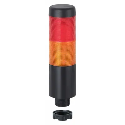 WERMA Tower Light Assembly: 2 Tier, Red/Yellow, No Sounder Tier, 141 mm Overall Ht - Two-Tier Tower Light Assemblies