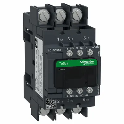 SCHNEIDER Contactor: Non-Reversing, 3 Poles, 3NO Contacts, 65 A - Non-Reversing IEC Contactors