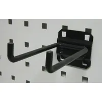 APPROVED VENDOR Double Rod Pegboard Hook: 4 1/2 in x 2 1/4 in, Screw-In, Surface, Black
