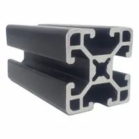 T-Slot Framing Extrusion: 15 Series, 12 ft Lg, 1 1/2 in x 1 1/2 in, Black, Single, Grooved, 4 Slots (MPN 15QE1515UL-BLK-144)