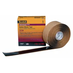 Ethylene propylene rubber tape with mastic backing, 65 mil thick, 1 in wide, 3 3/8 yd long, black. Provides moisture-resistant insulation and sealing for electrical splicing and terminating cables up to 35 kV. Suitable for use in motors, transformers, and underground connections.