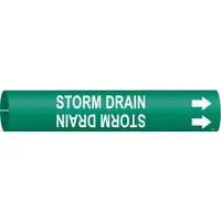 Pipe Marker: Storm Drain, Green, White, Fits 2 1/2 to 3 7/8 in Pipe O.D., 1 Pipe Markers (MPN 4132-C)