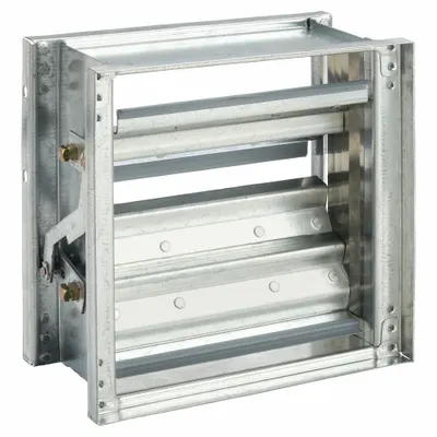 Dayton 9.75"H-W 5"L GStl Volume Control Dampr: 5 in L, 9 3/4 in H, 9 3/4 in W - Rectangular Manual Control Dampers