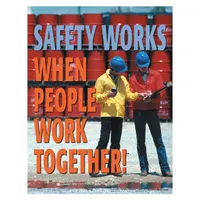 This 22 in x 17 in poster promotes workplace safety awareness. It features a write-on surface for customizing safety messages and is printed in English. The poster has no protective coating and does not include a frame. Suitable for indoor use in industrial facilities, warehouses, and manufacturing plants