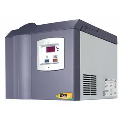 Zero air generator supplying hydrocarbon-free air for gas chromatography and analytical instruments. Features a 5 lpm water supply flow rate and 1/4 in connection port. Does not include compressor or auto water fill. Inlet air flow rate varies.