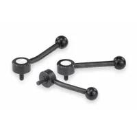 This low-profile adjustable tension lever features a steel construction with a 1/2"-13 threaded stud and 60 mm thread length. With an overall length of 148 mm, it is suited for clamping and positioning tasks in jigs, fixtures, and assembly equipment where space is limited