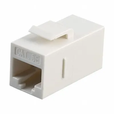 TRIPLETT CAT5 COUPLER, WHITE: Inline Coupler RJ45, Solid, 5e Cable Category - RJ Modular Connectors