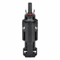 This in-line fuse is designed for overcurrent protection in photovoltaic systems. It features a female MC4 connector and is rated for a maximum current of 20 A. Commonly installed between solar panels and charge controllers or inverters