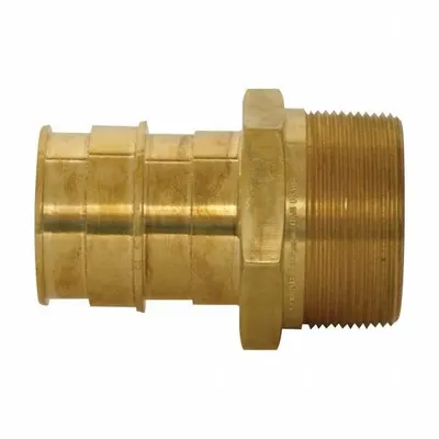 UPONOR Barbed Fitting Adapter: 2 1/2 in ID x 2 1/2 in Pipe Size, Barbed x NPT - Expansion Brass Barbed Tube Fittings