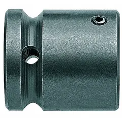 This power bit holder socket features a 5/8 in output drive size and hex drive type, with an oiled finish. It has a 1-1/2 in overall length and does not include a locking mechanism. Used to hold hex bits in impact drivers or power tools for fastening applications.