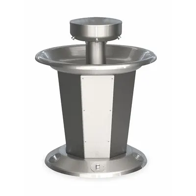 BRADLEY Wash Fountain: Silver, Stainless Steel, Circular, 36 in Overall Wd - Foot-Operated Push Button Wash Fountains