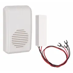 Indoor doorbell extender for security systems. Plugs into a standard 120 V AC outlet to extend the signal range of an existing doorbell. Receiver height is 5 inches.