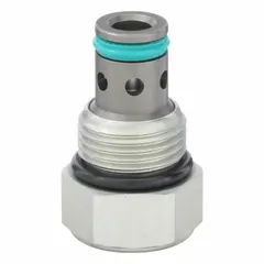 Block-mounted, two-position, normally closed, one-way pressure cartridge check valve. Constructed of steel with a polyurethane seal. Model C08-2. Used in hydraulic or pneumatic circuits to allow flow in one direction and prevent backflow.