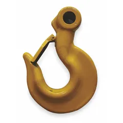 Replacement top hook assembly for ER2 series electric chain hoists. Includes safety latch. Compatible with 4,000 lb capacity hoists. Used to attach the hoist to a support structure in industrial lifting applications.
