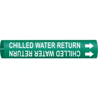 Pipe Marker: Chilled Water Return, Green, White, Fits 2 1/2 to 3 7/8 in Pipe O.D., 1 Pipe Markers (MPN 4023-C)
