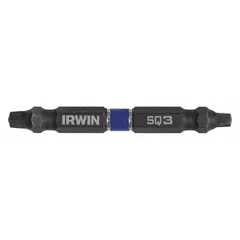 Double-ended driver bit with S3 square size on side 1, designed for power tool use. Hex shank provides secure grip in the chuck. Sold as a 2-pack. Suitable for driving screws with square recess in general construction, woodworking, and metal fastening applications.