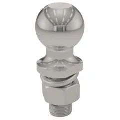 This CURT trailer ball features a 2-inch diameter polished stainless steel ball with a 6000 lb gross vehicle weight capacity. Suitable for Class III/IV towing applications, it is used for hauling trailers, boats, or campers requiring a corrosion-resistant ball.