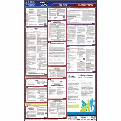 JJ KELLER Labor Law poster: MA, English, Polypropylene, 24 in x 40 in, FMLA /Y - All-in-One State & Federal Labor Law Posters