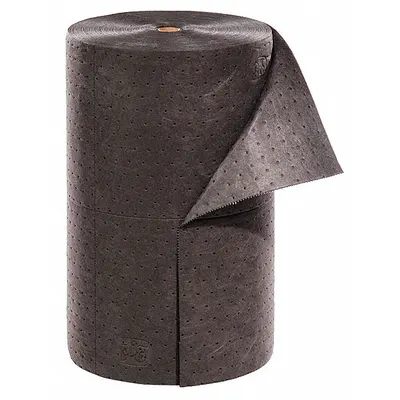 PIG Sorbent Roll: 150 ft Lg, 24 in Wd, Gray, Polypropylene, 150 ft Roll Lg - Sorbent Rolls