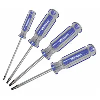 WESTWARD Magnetized Tip Screwdriver Set: 1-10 Pieces, 4 Pieces, Square Tip, #0/#1/#2/#3 Tip Size (MPN 401K86)