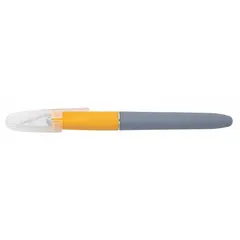 Precision knife with a 1-inch steel blade (0.19 in thick) and a 5 1/4-inch handle. Suitable for cutting, trimming, and scoring materials such as paper, cardboard, plastic, and thin sheet metal in craft, model-building, and industrial trimming tasks.
