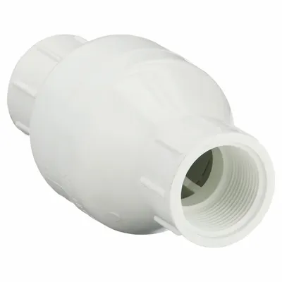 Dayton Spring Check Valve: Inline Valve Body, 1 1/4 in Pipe Size, IPT x IPT, PVC - PVC Poppet Check Valves