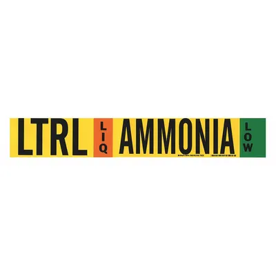 BRADY Pipe Marker: LTRL, LIQ, Low, Fits 2 1/2 to 7 7/8 in Pipe O.D., 1 Pipe Markers - Ammonia Adhesive Pipe Markers