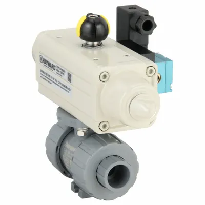 HAYWARD FLOW CONTROL Pneumatically Actuated Two-Way Ball Valve: 1/2 in, CPVC - CPVC Pneumatically-Actuated Ball Valves