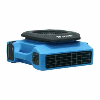 XPOWER Low Profile Centrifugal Blower: 650 cfm, 1/3 hp, Fixed Frame, 115V AC, 3 Speeds - Low-Profile Portable Blowers