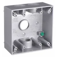 BELL Electrical Box: Aluminum, Square, 2 Gangs, 3/4 in Hub Size, 31 cu in Capacity, Gray (MPN 5343-0)