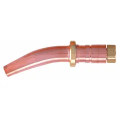 Size 5 handheld gouging tip for use with acetylene. Accommodates material thicknesses from 3/8 in to 1/2 in. Designed for gouging grooves in metal surfaces, such as weld preparation or defect removal.