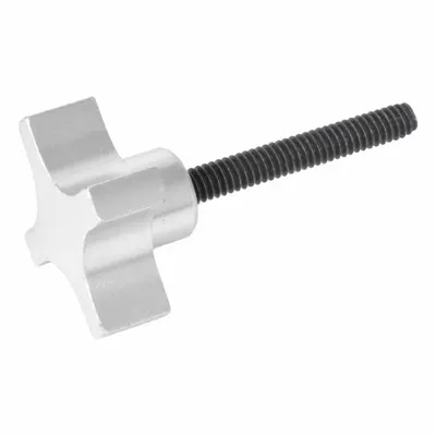 JW WINCO Hand Knob; 4-Prong Knobs: 4 Point, Aluminum w/ Steel Thread, 3/8"-16 Thread - 4-Arm Knobs with Threaded Stud