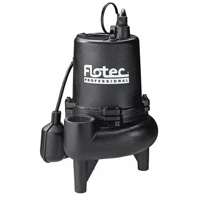 FLOTEC Sewage Ejector Pump: Cast Iron, Single Phase, 3/4 hp, 115V AC, 2 in Max. Dia. Solids - General Purpose Sewage Ejector Pumps