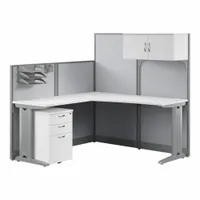 BUSH BUSINESS FURNITURE Modular Cubicle Workstation: 63 in Overall Ht, 64 in Overall Wd, White (MPN WC36194-03STGK)