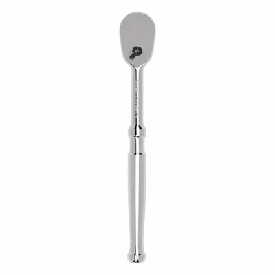 TEKTON Hand Ratchet: Pear, Reversible, 6 in Overall Lg, Polished, 4° Min Arc Swing - Standard-Head Ratchets