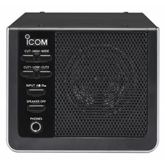 The ICOM SP41 is a speaker microphone with push-to-talk functionality, designed for use with ICOM 7600, 7700, and 7800 series transceivers. It features a 36-inch cord and a 3.5 mm jack. The microphone is finished in black.